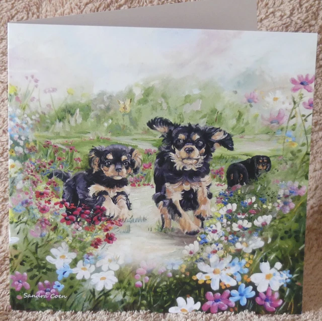 Cavalier King Charles Spaniel Dog Greeting Card 09 Sandra Coen Artist