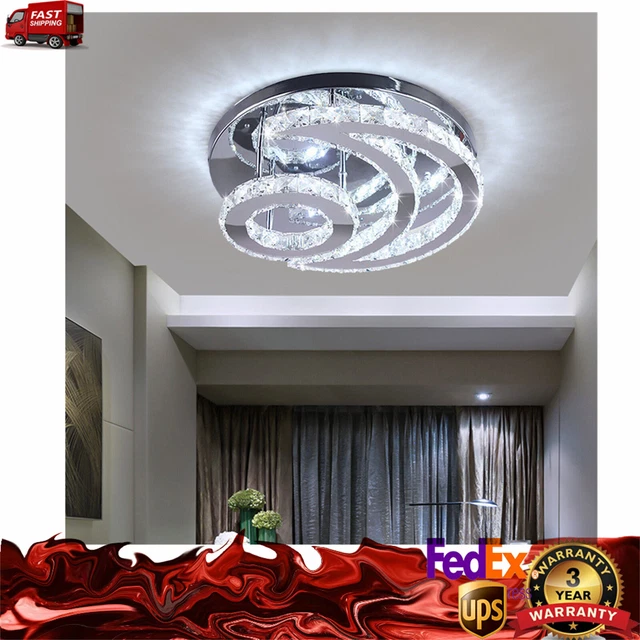 Modern Crystal Ceiling Light Fixture LED Chandelier Lighting Pendant Lamp Moon