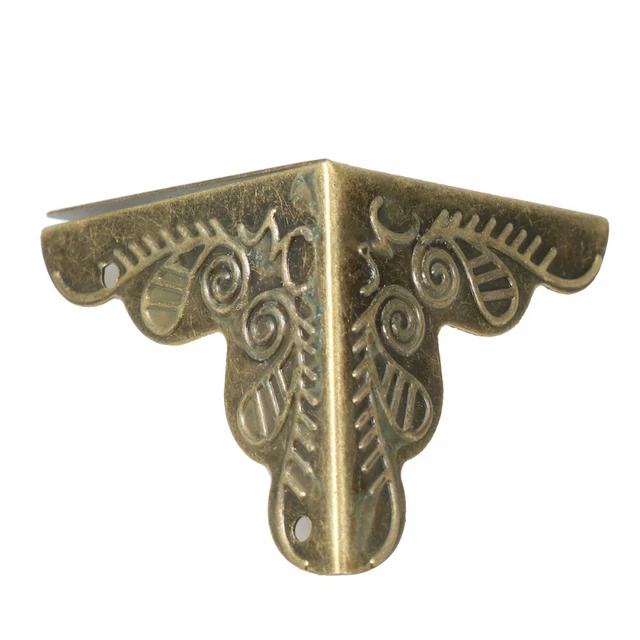 4 Angolari Protettivi In Ottone Antico - Decorativi Per Mobili, Tavoli, Cabinet, Stile Vintage