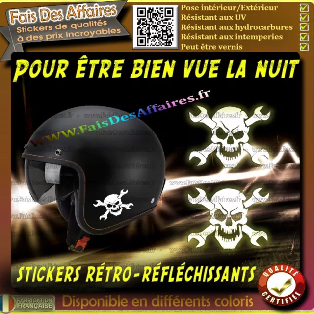 Stickers, SKULL, RÉTRO-RÉFLÉCHISSANT pour casque, moto, auto