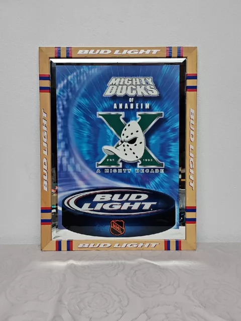 RARE 2003 Anheuser-Busch Bud Light NHL Mighty Ducks Mirror Sign Poster 27"x20"