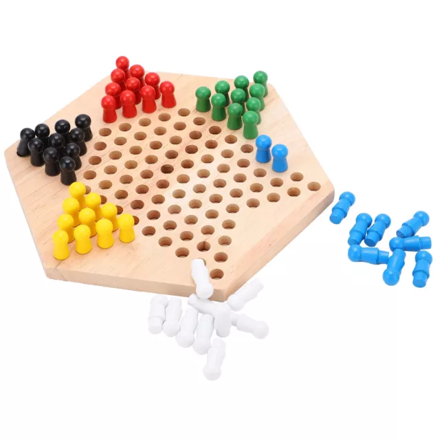 Alomejor Chinese Checkers Wooden Colorful Chinese Chequers Family Board Game