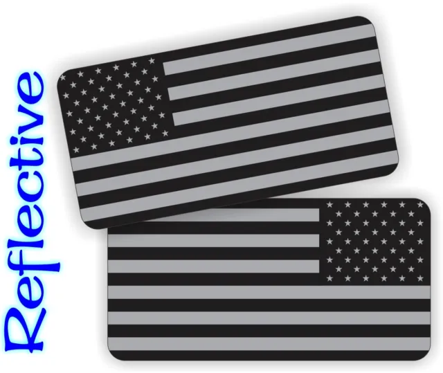 -2- REFLECTIVE Black Ops American Flag Hard Hat Helmet Decals Stickers Flags USA