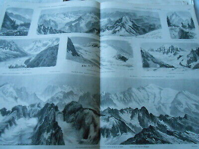 Gravure 1861 - Vue Panoramique de ka Chaine du Mont Blanc