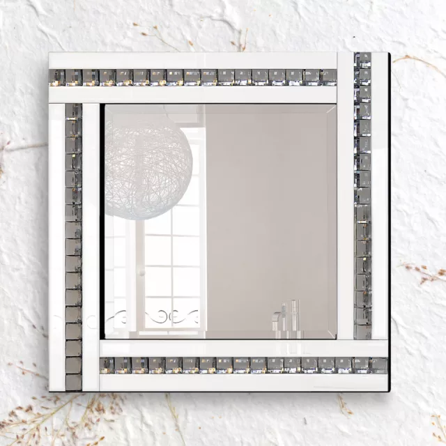 Argenta Glam Crystal Venetian White Glass Bevelled Wall Mirror 60cm x 60cm