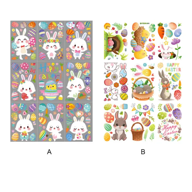 9 Sheets Easter Window Stickers Static Sticker Festival Ornament Glass Decal