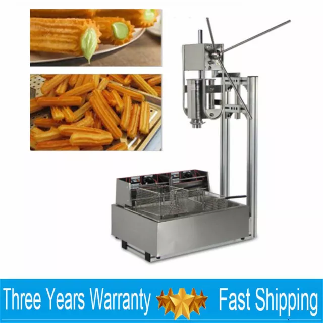 Manual Spanish Churros Filler Maker Churrera Donuts Filling Machine w/ 12L Fryer