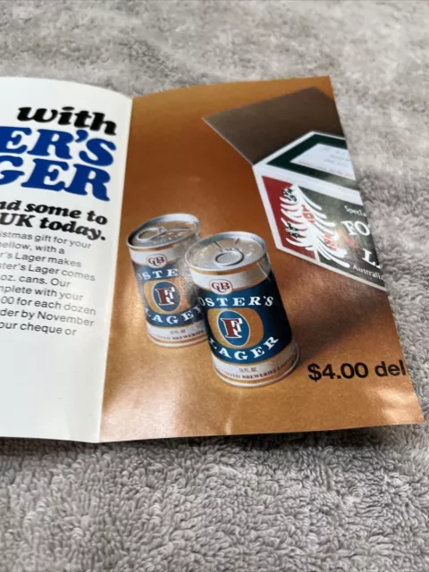 VINTAGE FOSTERS LAGER BROCHURE 1960s CUB CARLTON UNITED BEER MANCAVE BAR PUB 2