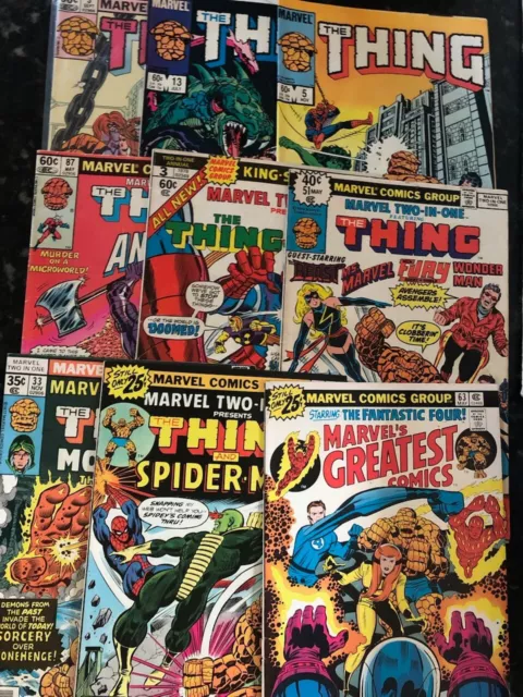 The Thing + Fantastic Four lot of 9 old Marvel Comics