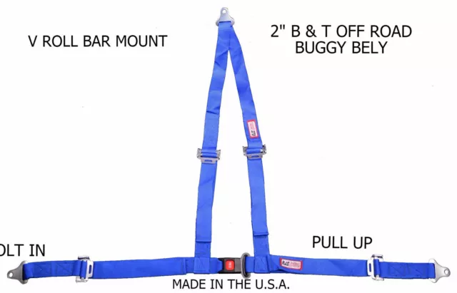 Rjs Racing 2"Buggy Off Road Seat Belt 3 Point B&T V Harness Blue 50520-3 4000103