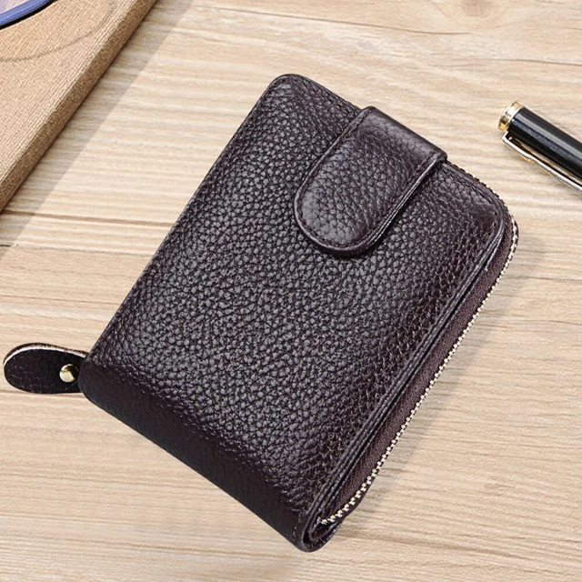 Men Women Wallet Genuine Leather RFID Zip Around Bifold Credit Card Holder Purse 4