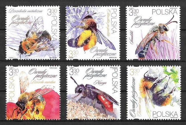 Polen Mi.Nr. 5292 A-5297 A** (2021) postfrisch/Bienen