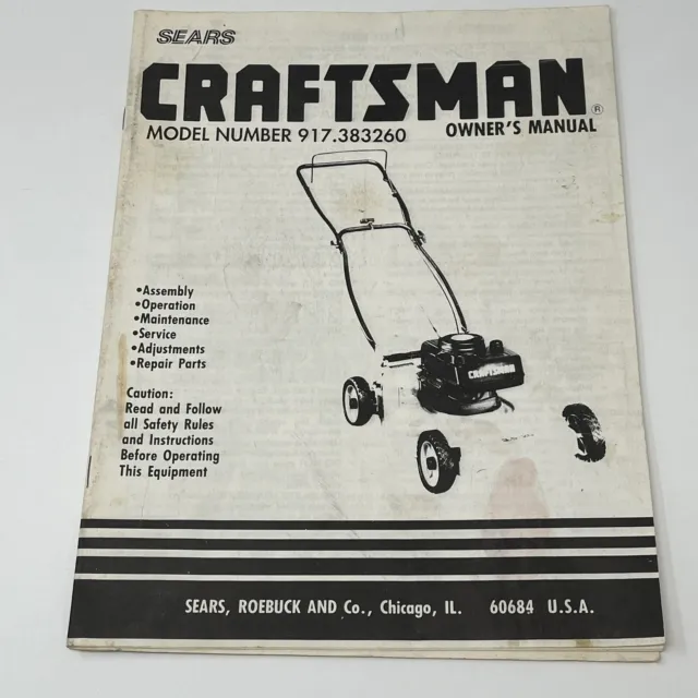 Cortadora de césped Sears Craftsman 1991 propietarios manual de instrucciones reparación 917.383260
