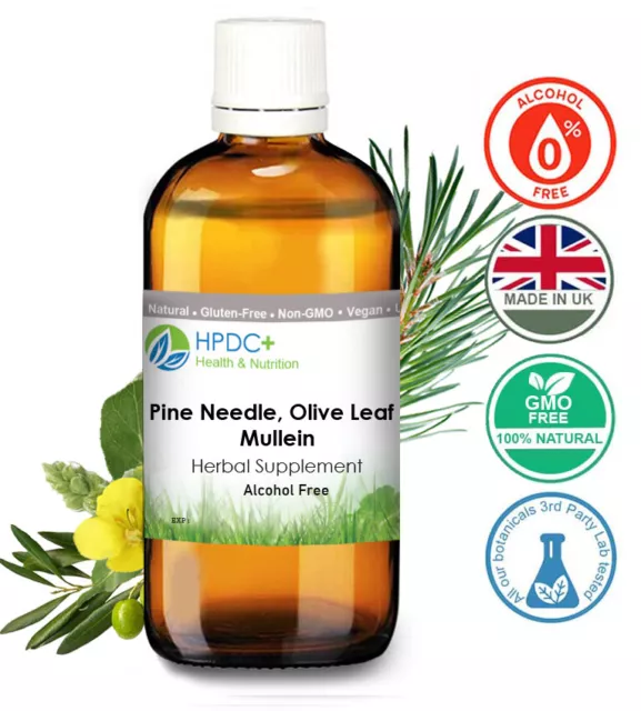 Pine Needles & Olive Leaf & Mullein  ALCOHOL FREE Tincture Suramin Oleic Acid C