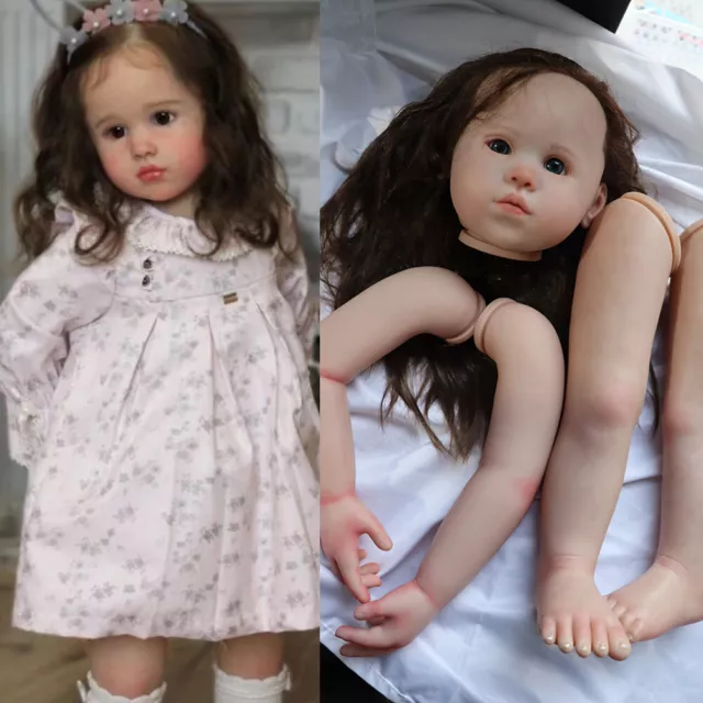 32 pollici enormi kit capelli rinati bambina Louisa dipinti radicati a mano non assemblati bambina