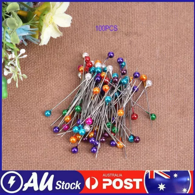 100pcs Round Pearl Head Sewing Needles Stitch Pins Bride Corsage(Multicolor