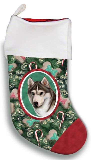 Christmas Stocking - Grey and White Blue-Eyed Siberian Husky 1143