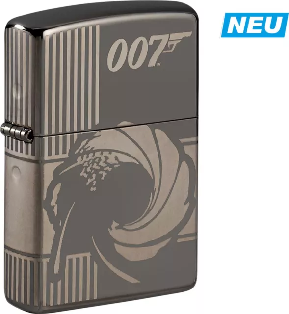 Zippo "007 James Bond" Black Ice Lasered 8 Side Engraved Lighter ** New **