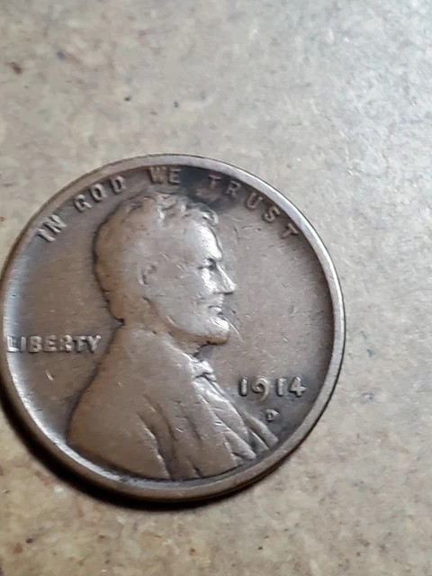 1914 D Denver Lincoln Wheat Cent Penny Good/Very Good Key Date Problem Free