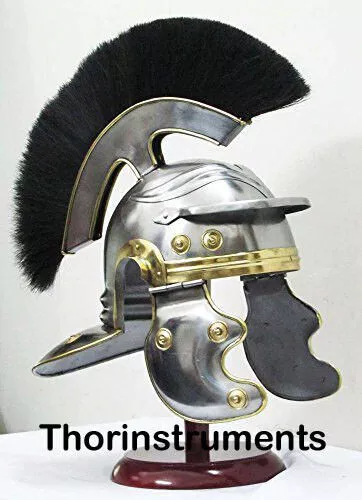 Collectibles Medieval Roman Armor Helmet Black Plume with stand Christmas style