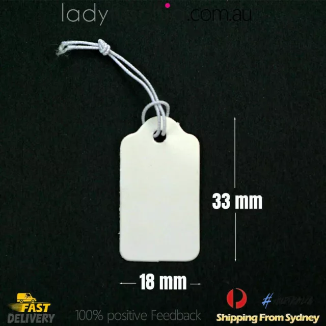 100-500 White Paper Jewelry Clothes Label Price Tags With Elastic String 33x18mm 3