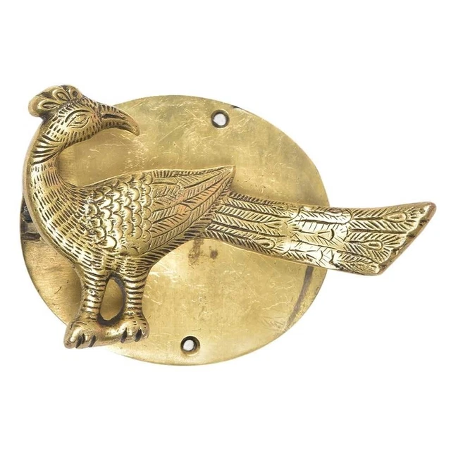 Main Vintage Style Laiton Sculpté Paon en Forme De Heurtoir de Porte - (Ba )