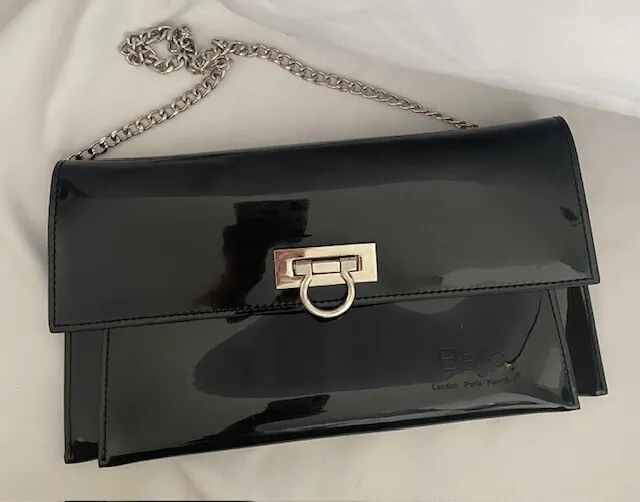 NEW Beijo London Paris New York Mini Patent Leather Handbag Clutch
