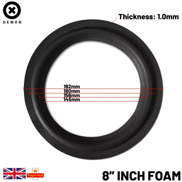 1x 8" inch Black Woofer Speaker Part Light Surround Repair Spare Foam 195MM UK