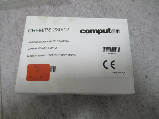 Computar Chem / Ps 230/12 Camera Power Supply IN 230VAC Out 12VDC 400mA Unused