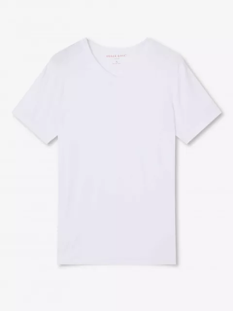 Derek Rose Mens T-Shirt - Xl - Micro Modal - Rrp. £105 - V-Neck Basel White