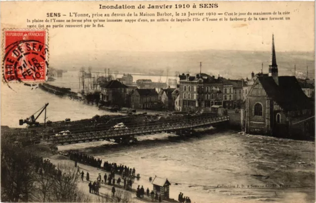 CPA Flood of January 1910 a SENSE - SENSE - THE YONNE taken above (358613)