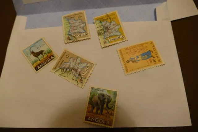 6 Angola Africa used postage stamps  postal philately philatelic