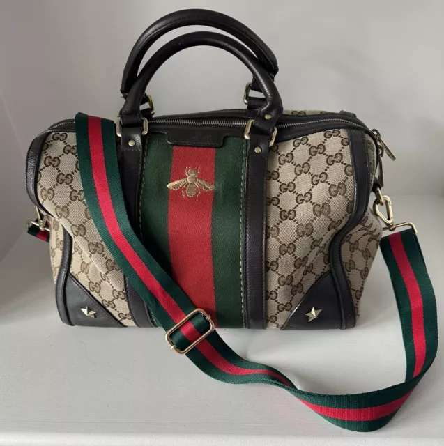 Gucci GG Supreme Monogram Black Canvas Leather Trim Web Strap Mini Tot –  Queen Bee of Beverly Hills