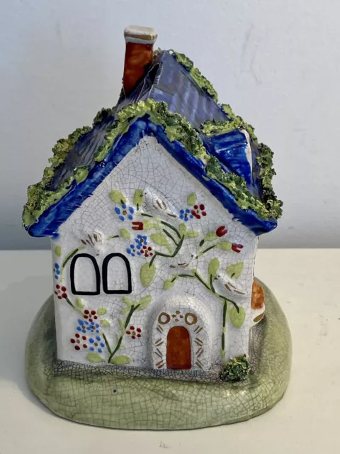 Staffordshire antique 19th C ceramic cottage house money box EC