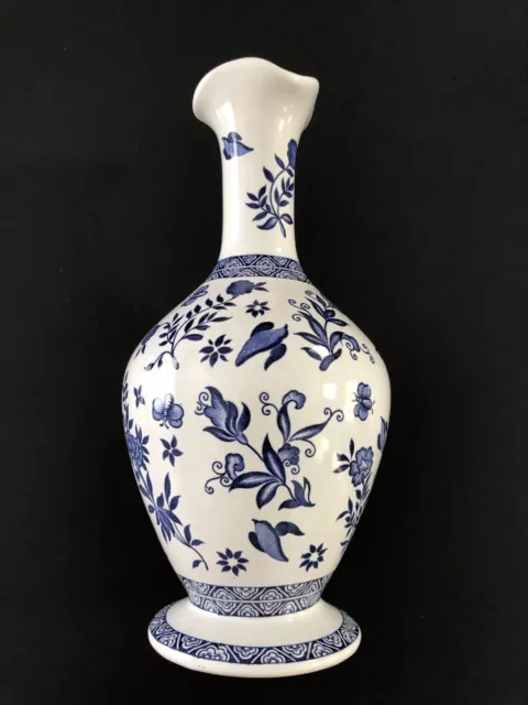 Vintage Coalport Porcelain Cobalt Blue Floral Chintz Vase Made in England