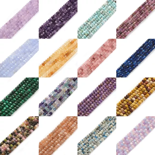 6mm Faceted Gemstone rondelle loose beads strand 15.5-16" DIY Jewelry Making