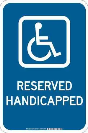 Brady 127453 Handicap Parking Sign, 12" W, 18" H, English, Polystyrene, Blue,