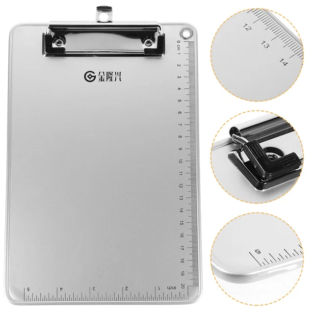 Porte Bloc A4 En Aluminium Avec Pince - Design élégant, Anti-traces - Pour Bureau, Restaurant, Hôpital - Peut être Fixé Au Mur - Jusqu'à 100 Feuilles - 9