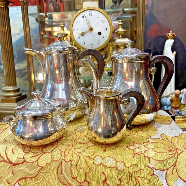 Service à café en métal argenté signé François Frionnet - brocante Service à café en métal argenté signé François Frionnet - brocante