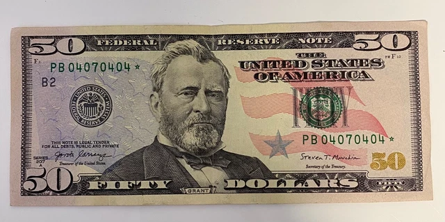 50 DOLLAR Bill Fifty Federal Reserve Note 2017A Star Note $50