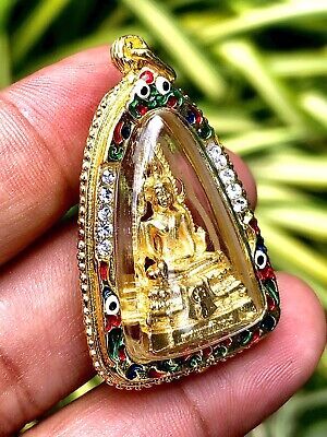Phra Chinnarat Gold Case Thai Amulet Buddha Pendant Charm Talisman Holy K506