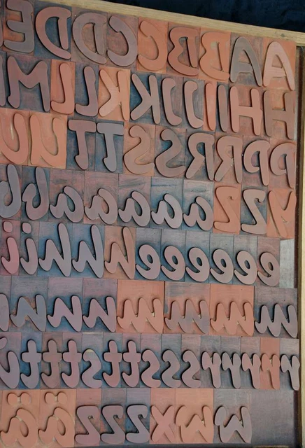 letterpress printing blocks 182pcs 2.83" tall alphabet type plakadur vintage ABC