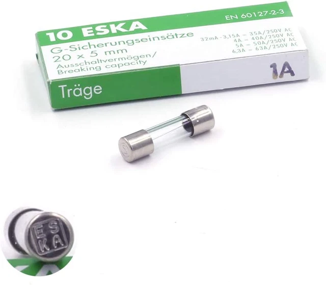 10x Fusible temporisé (T) en verre 1A / 250VAC 5x20mm