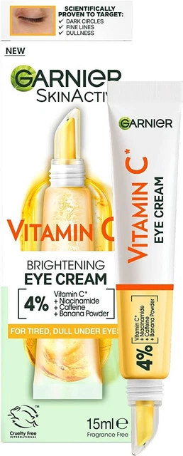 Garnier Crema Occhi 4% Vitamina C Trattamento Sbiancante Cerchie Scure Riduci Borse