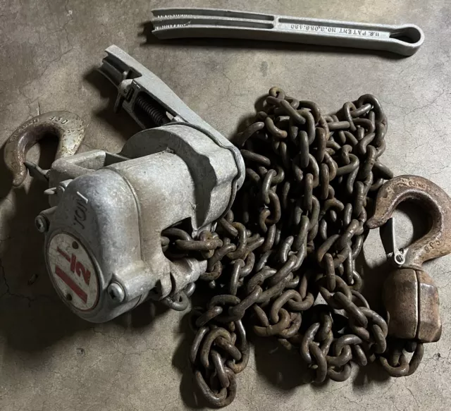 Coffing MA30 Manual Lever Chain Hoist 1 1/2 Ton Come Along Chain 15ft (BROKEN)
