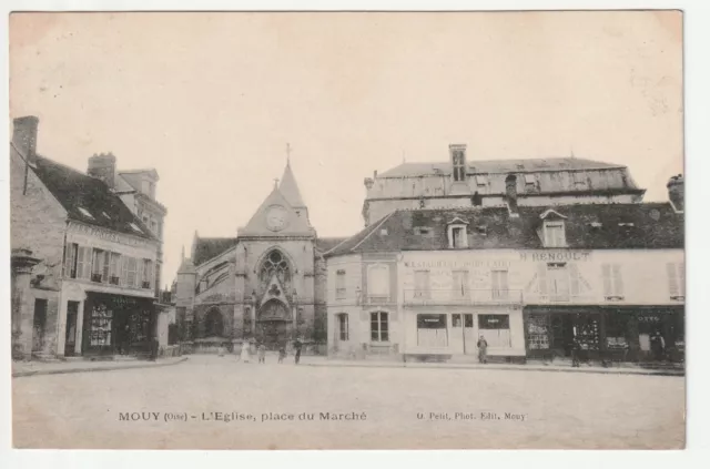 MOUY - Oise - CPA 60 - la place du Marché - Restaurant populaire Renoult