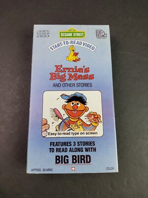 SESAME STREET ERNIE’S Big Mess VHS Video Tape Learn Start To Read VTG