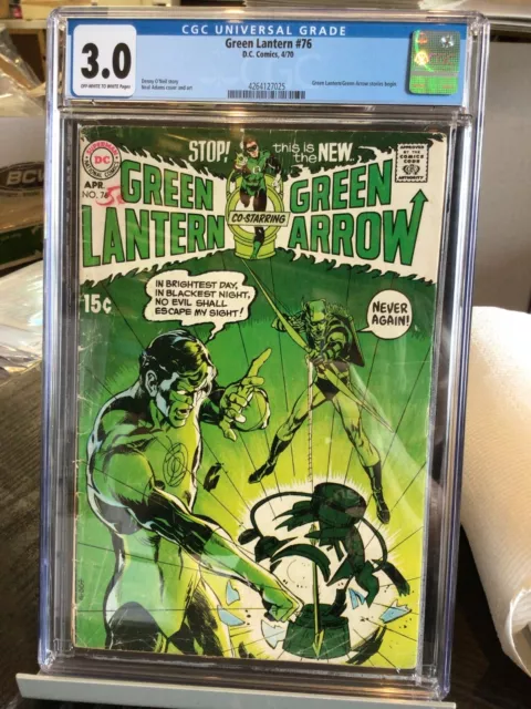 Green Lantern Green Arrow #76 Dc 1970 Cgc 3.0 Ow/W Silver Age End