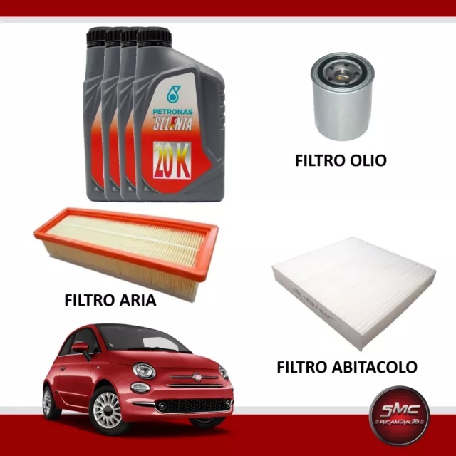 KIT TAGLIANDO 3 Filtri Misti + 4Lt Olio Selenia Fiat 500 1.2 1.4 Benzina /  Gpl EUR 58,90 - PicClick IT