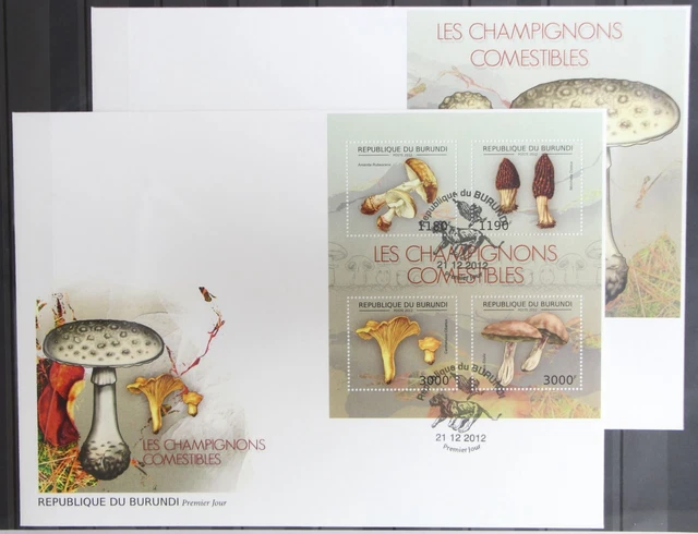Burundi 2738-2741 und Block 272 gestempelt als FDC / Pilze #GG757